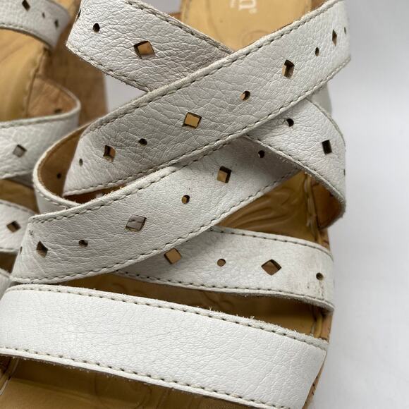 Born White Strappy‎ Cork Wedge Sandals Size 11 - Picture 3 of 9
